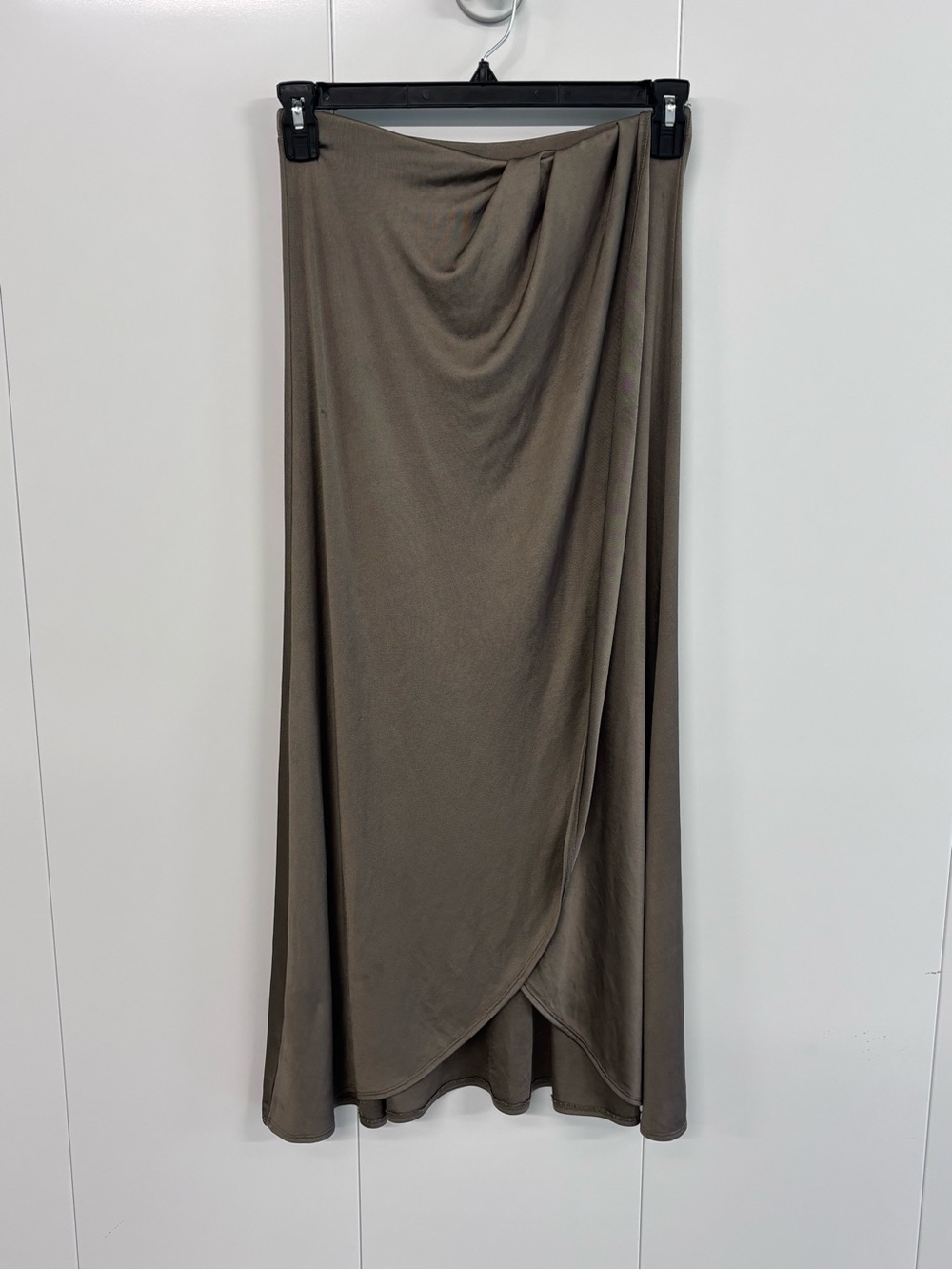 Free People Green Olive Draped Front Midi Maxi Skirt Size Small Slit S Boho